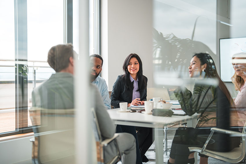 Group of people having a meeting in an office