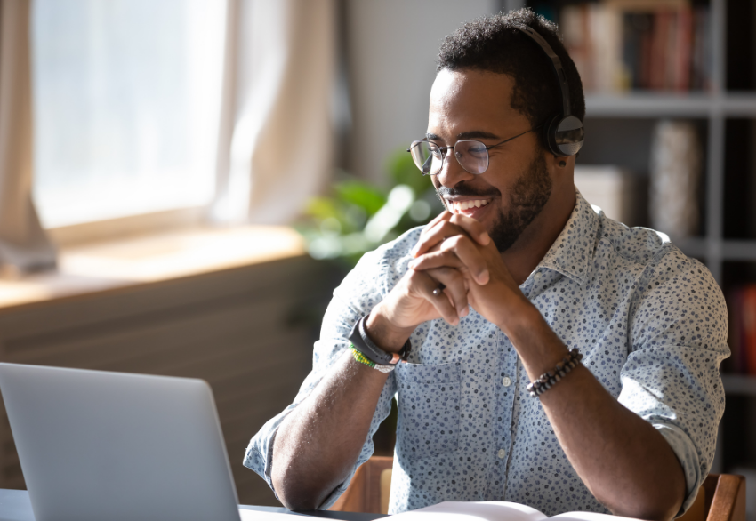 man working at laptop