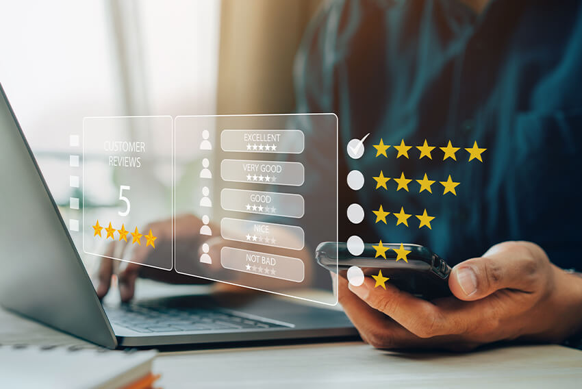 Visual representation of online reviews using a 5 star system